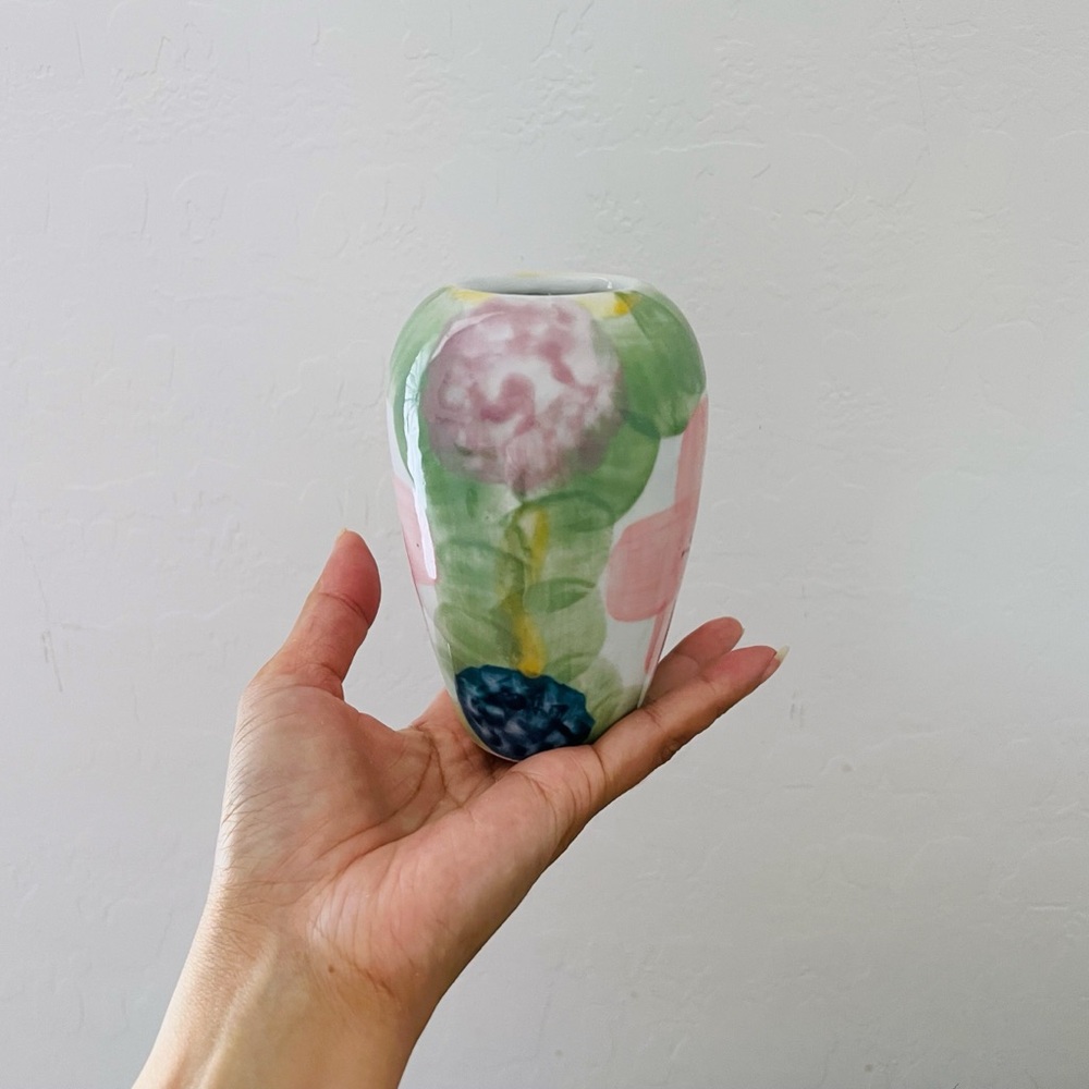 Vintage Mini Bud Vase Pink Pastel Floral Cobalt Blue Sage Green Porcelain